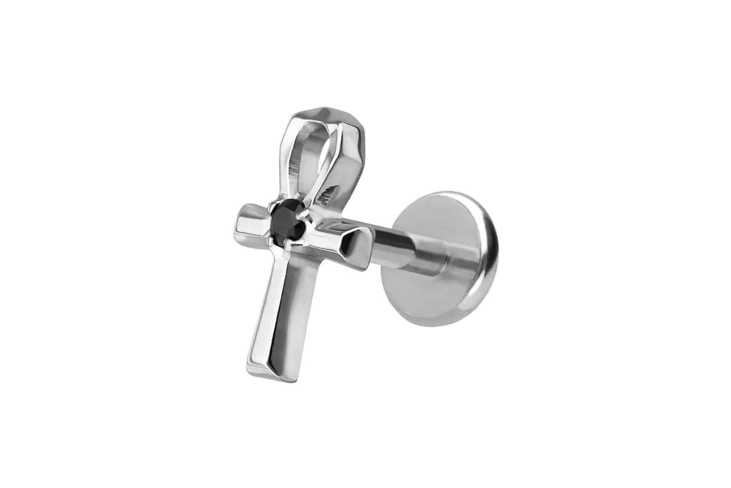 Titan Labret Piercing mit Push Fit ANKH